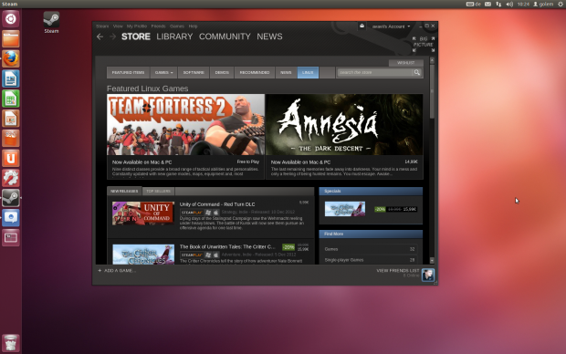 Steam für Linux mit eigener Kategorie im Store